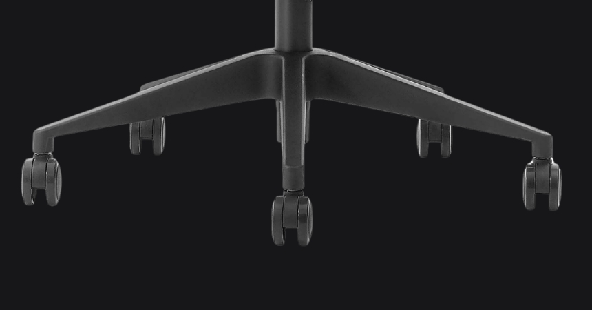 Nylonowa baza 700 mm i ciche kółka PU fotela BIONIC AIR FR